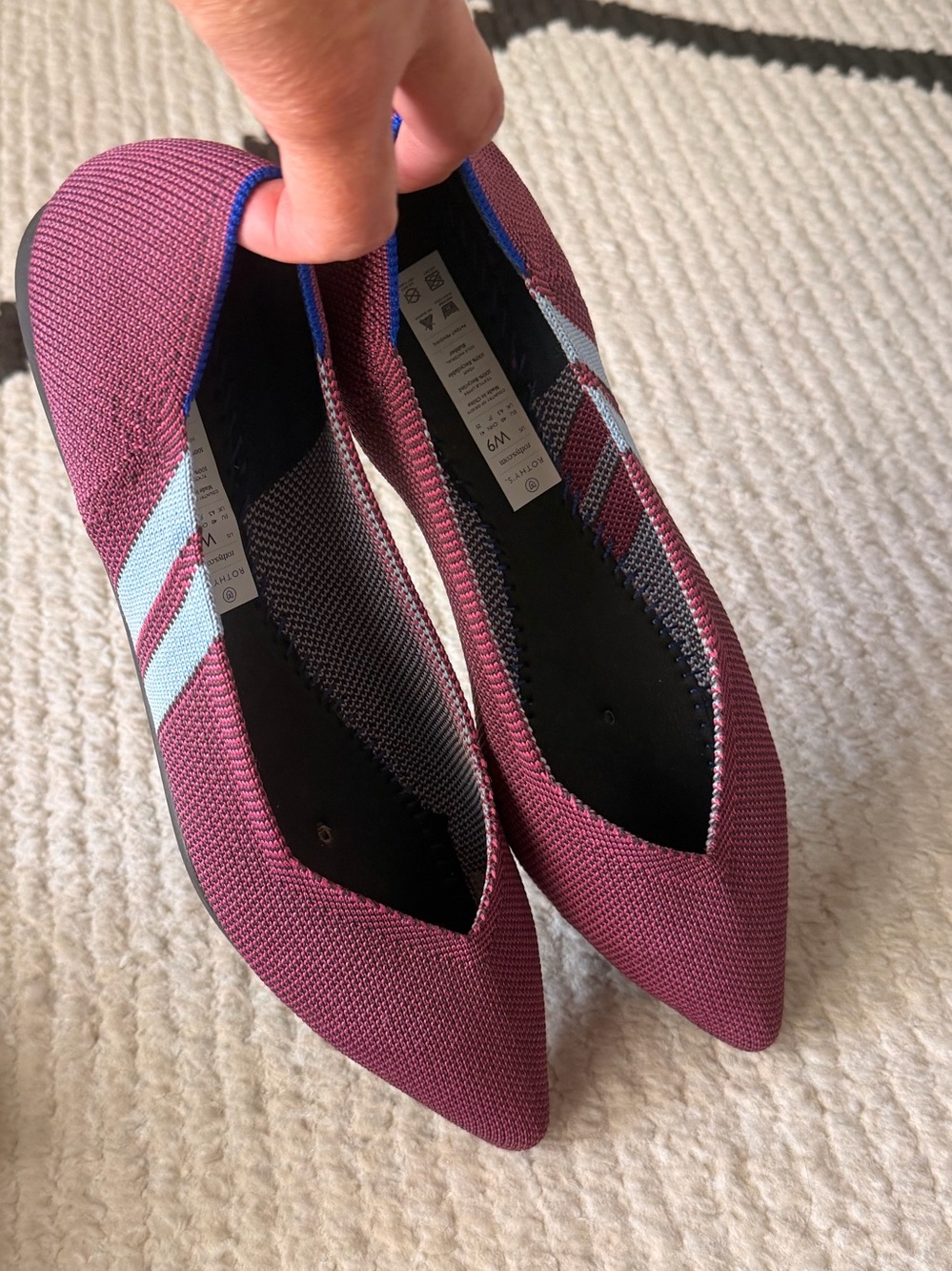 Rothy's Women's Pointed Knit Flats in Berry Plum